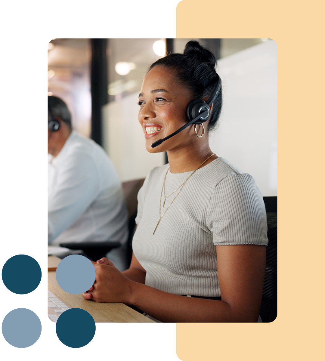 Image of an IT support professional talking on a headset