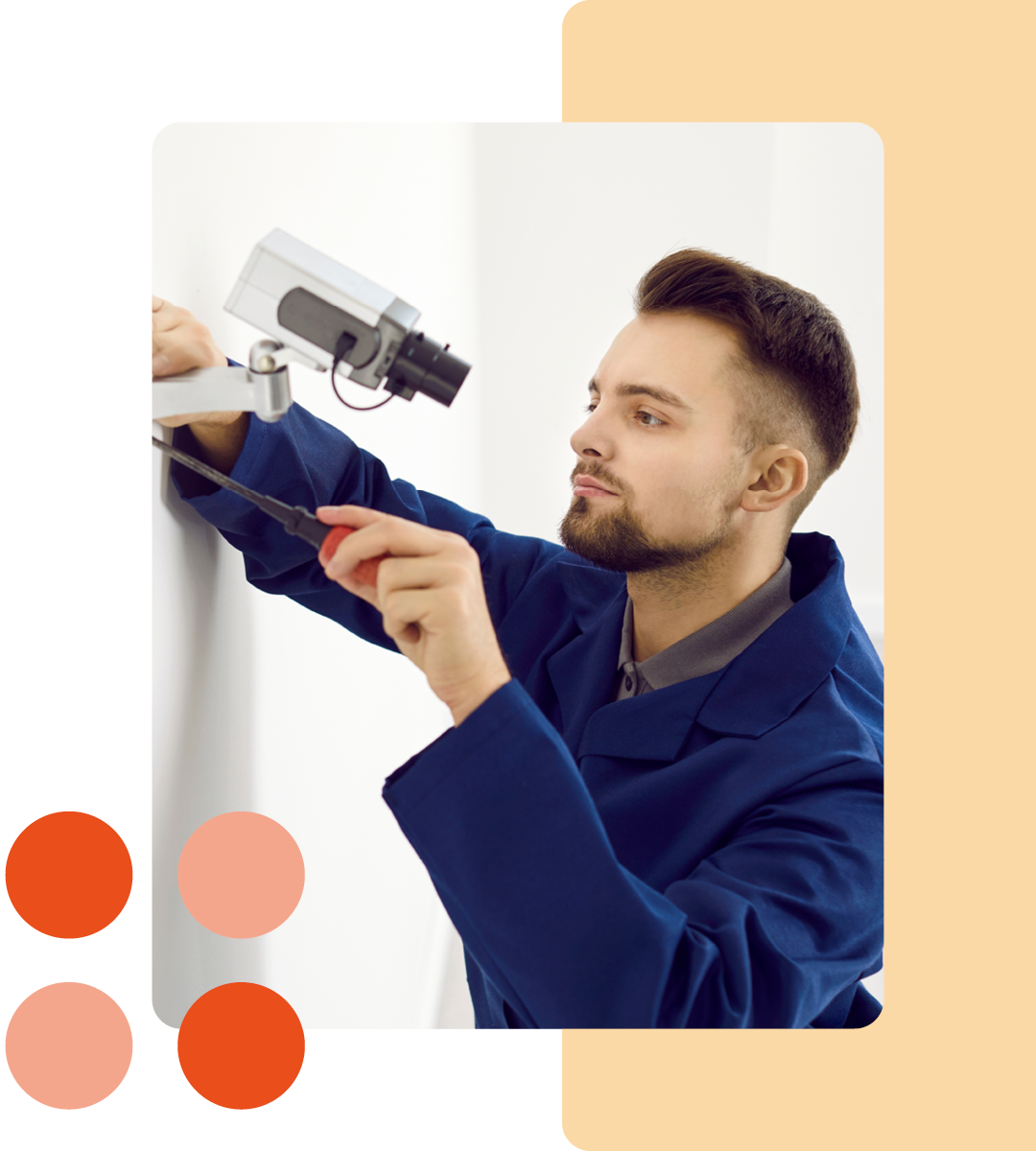 Image of a person installing a CCTV camera on a wall