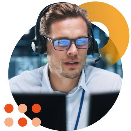 Image of a data professional talking on a headset