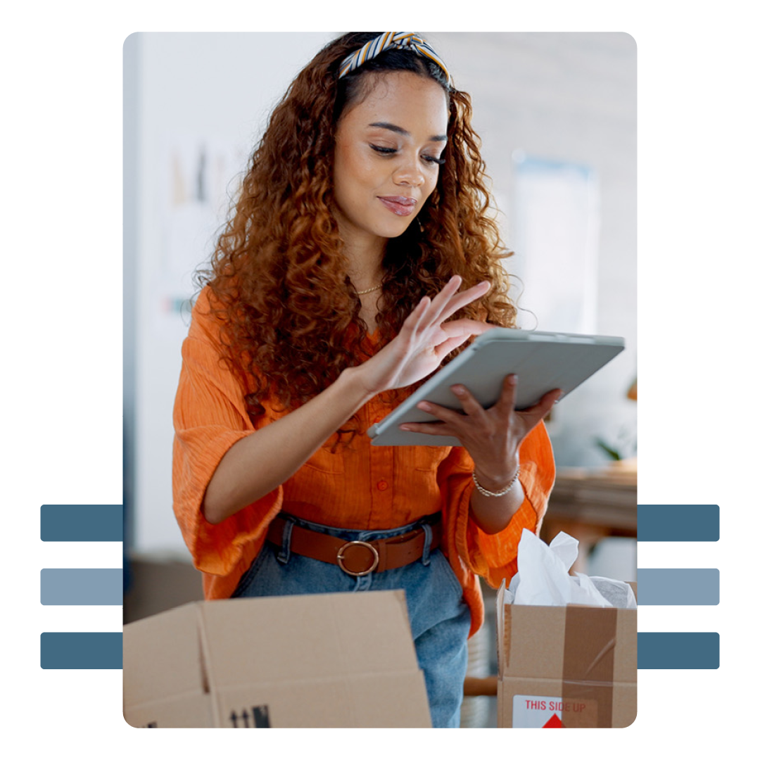 Image of a retail worker working on a tablet