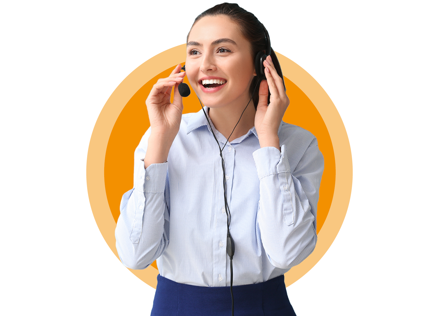 Image of a smiling IT support professional talking on a headset