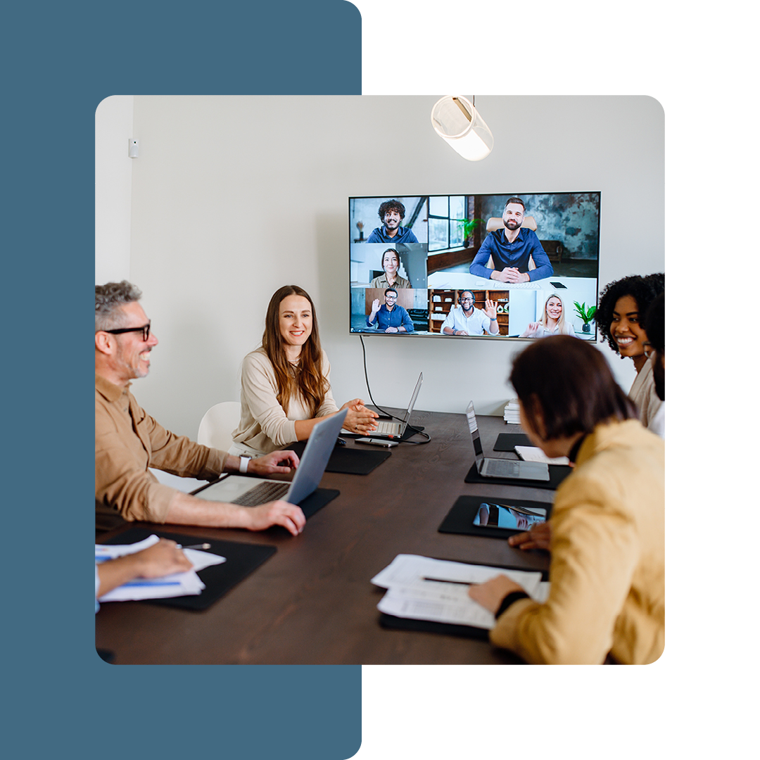 Image of a group of colleagues working together in a meeting