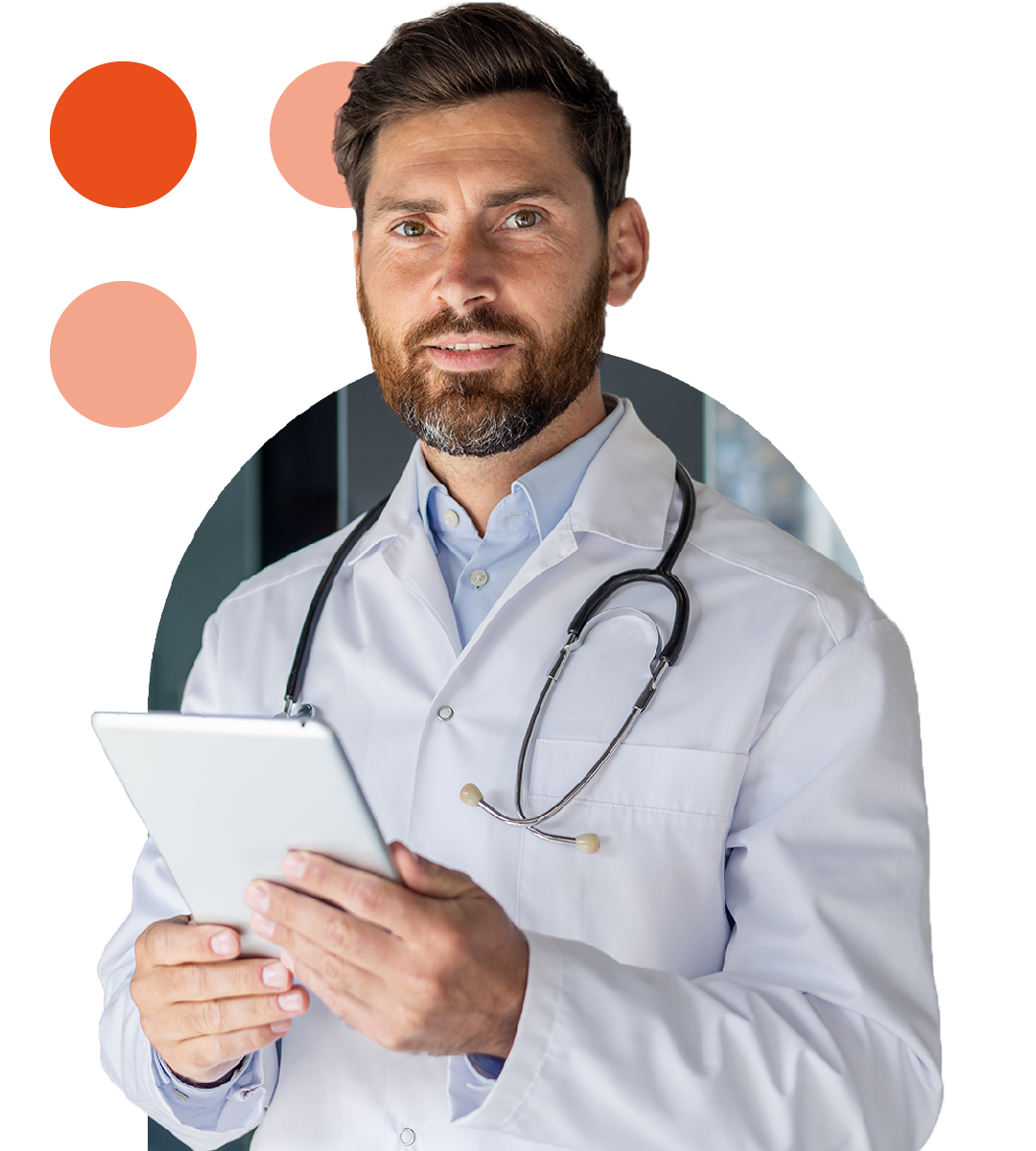 Image of a doctor holding a tablet