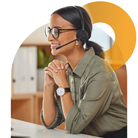 Image of an IT support professional talking on a headset