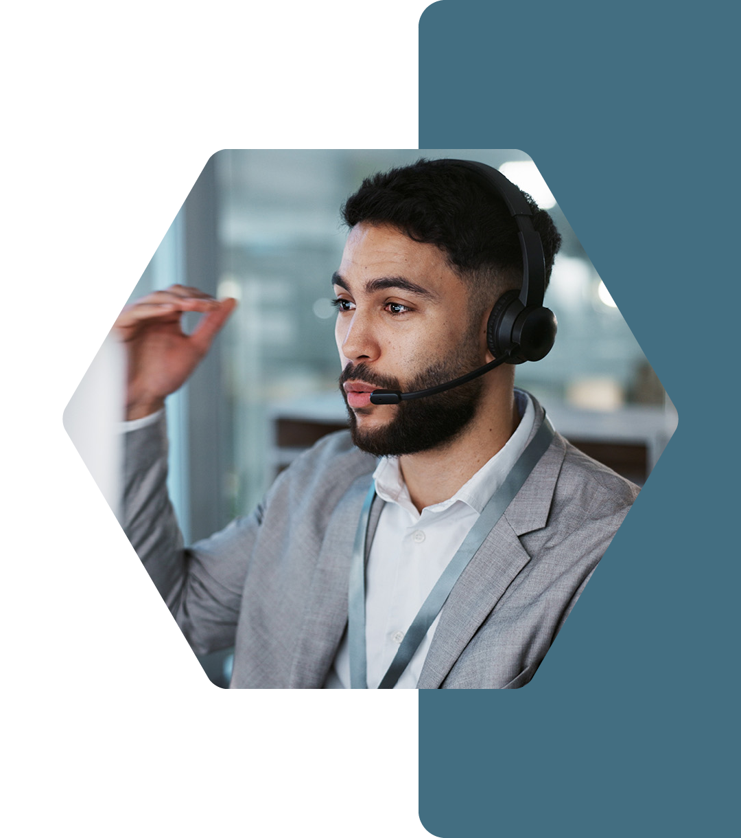 Image of a cyber security professional with a headset on