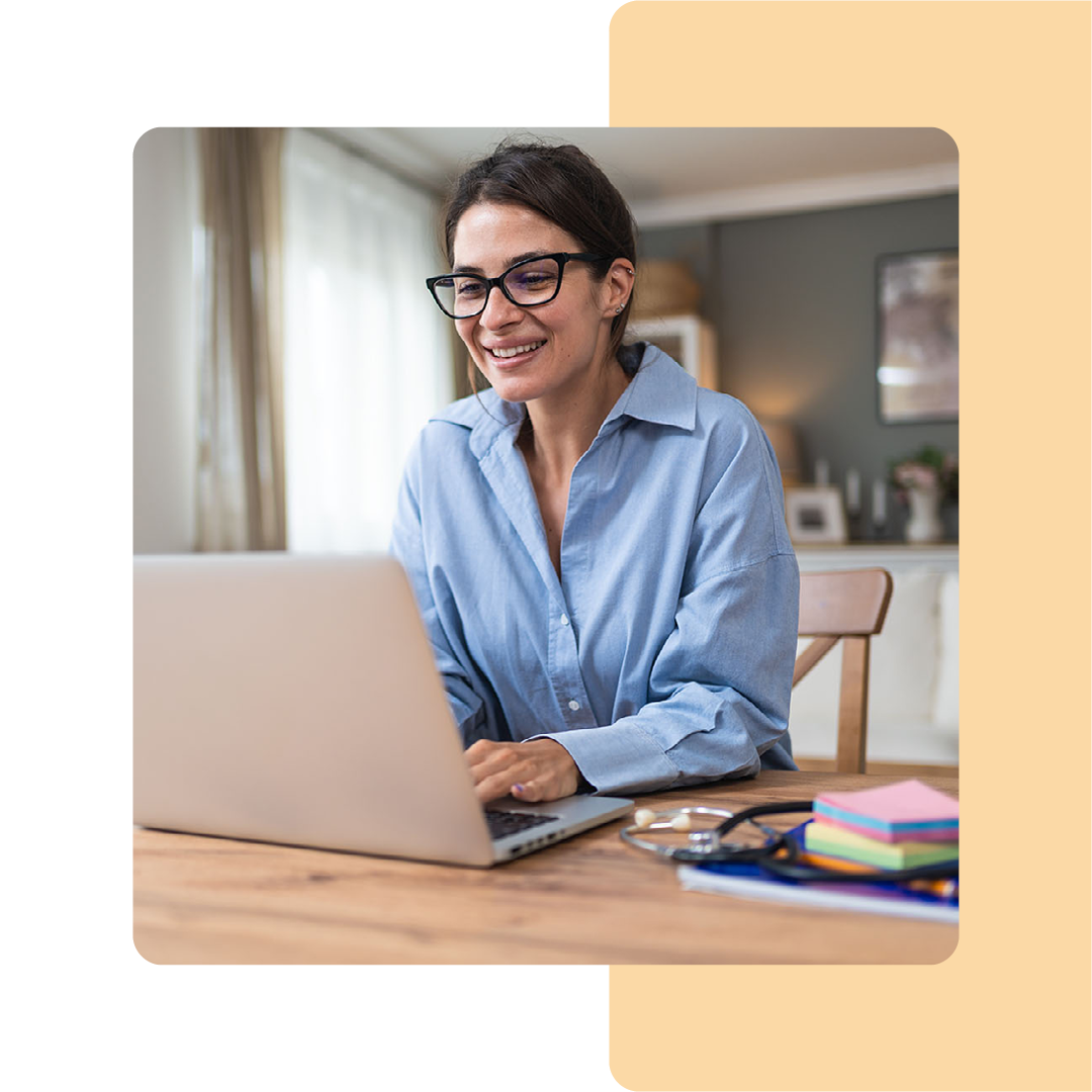 Image a person working from home on a laptop