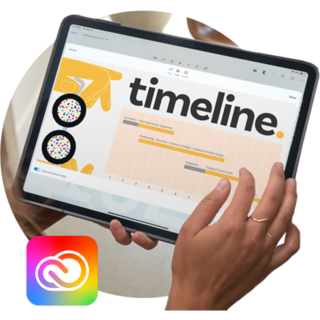 Image of someone using an Adobe application on a tablet