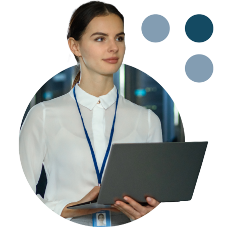 Image of an IT professional stood in a data storage room