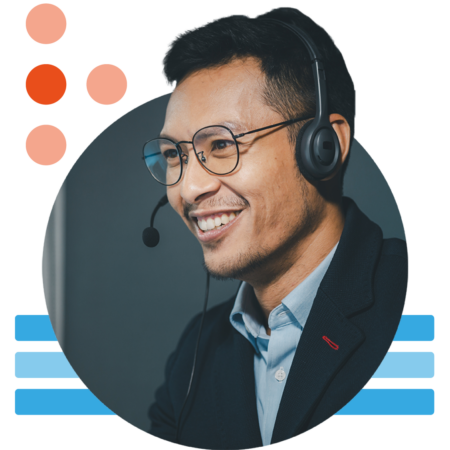 Image of an IT support professional talking on a headset