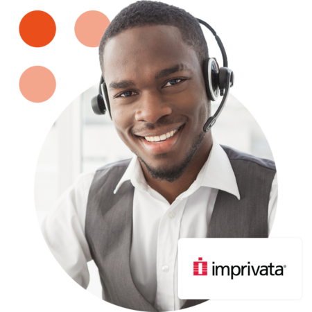 Image of a smiling IT support professional with the Imprivata logo