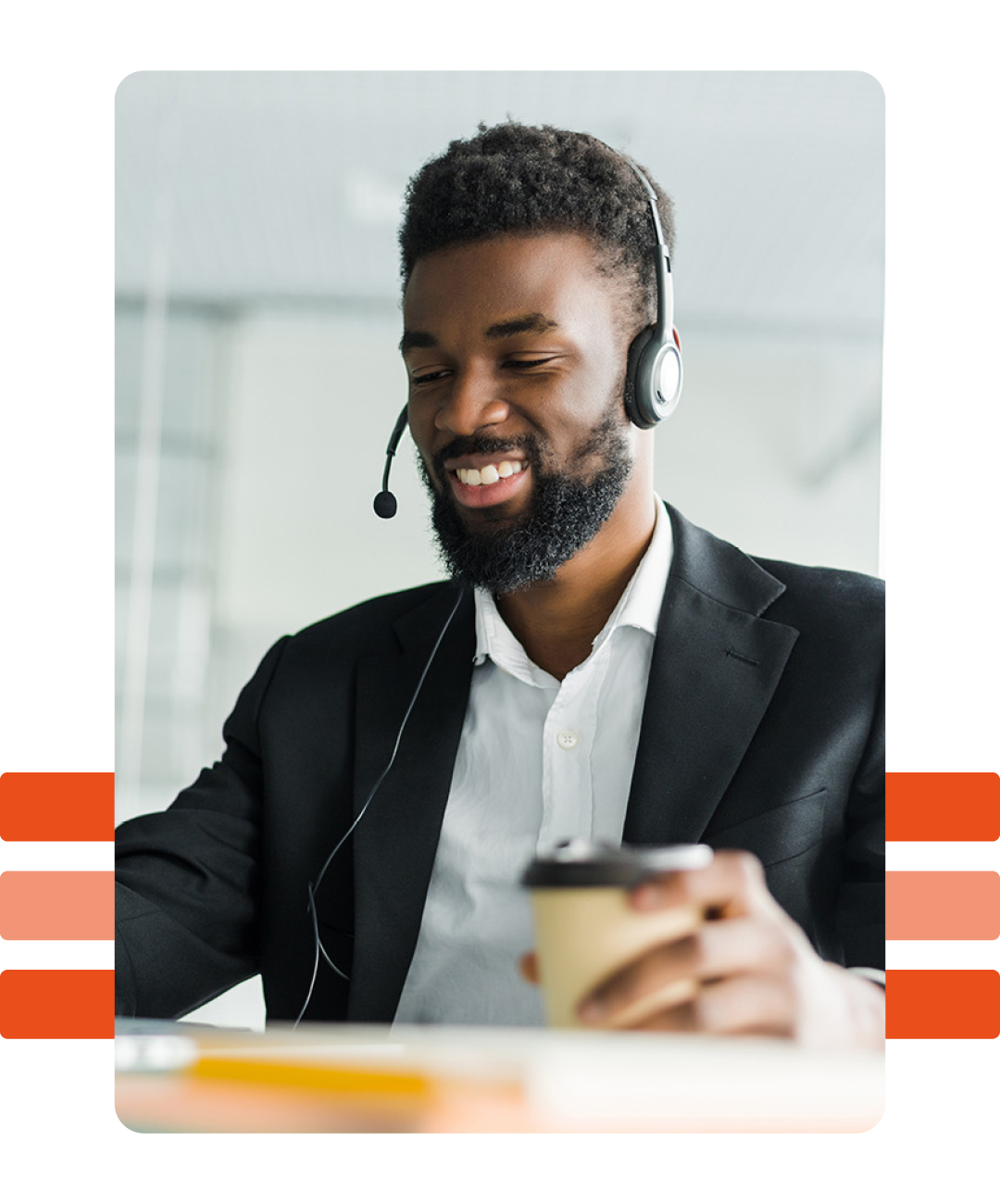 Image of an IT support professional talking on a headset