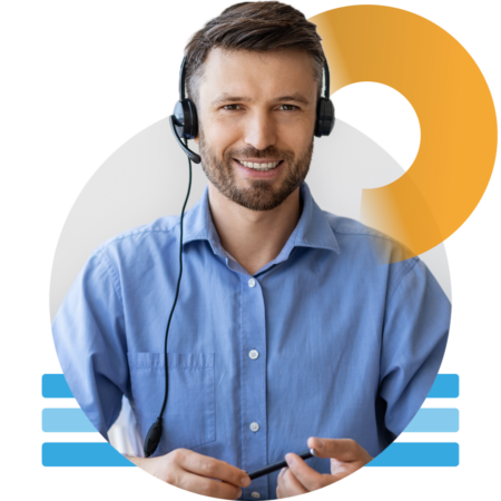 Image of an IT support professional talking on a headset