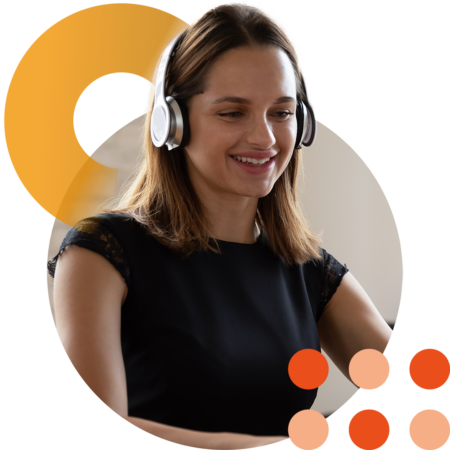 Image of an IT support professional talking on a headset