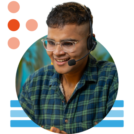 Image of an IT support professional talking on a headset