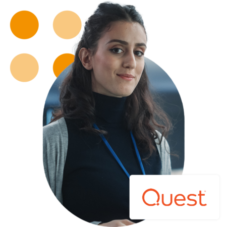 Image of an IT security professional with the Quest logo